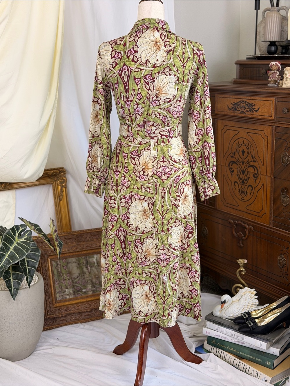 H&M William Morris collab floral cottagecore Fairy midi maxi dress long sleeves - Picture 4 of 8
